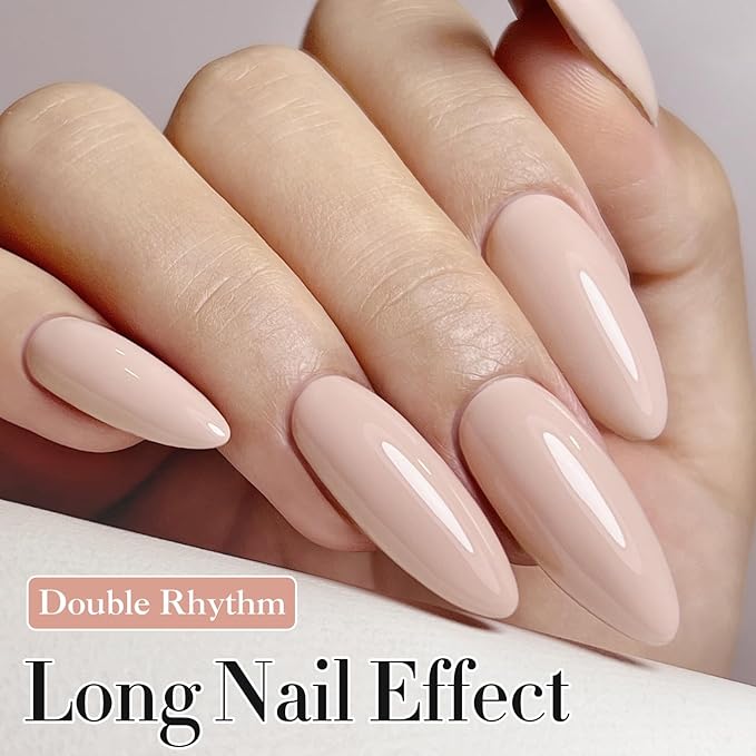 Double Rhythm Gel Polish Translucent Sheer Neutral Natural Light Milky Same Color Same Bottle 15ML Jelly UV Gel Polish Art DIY at Home (Nude Beige-A1119)-BrightBean Baby
