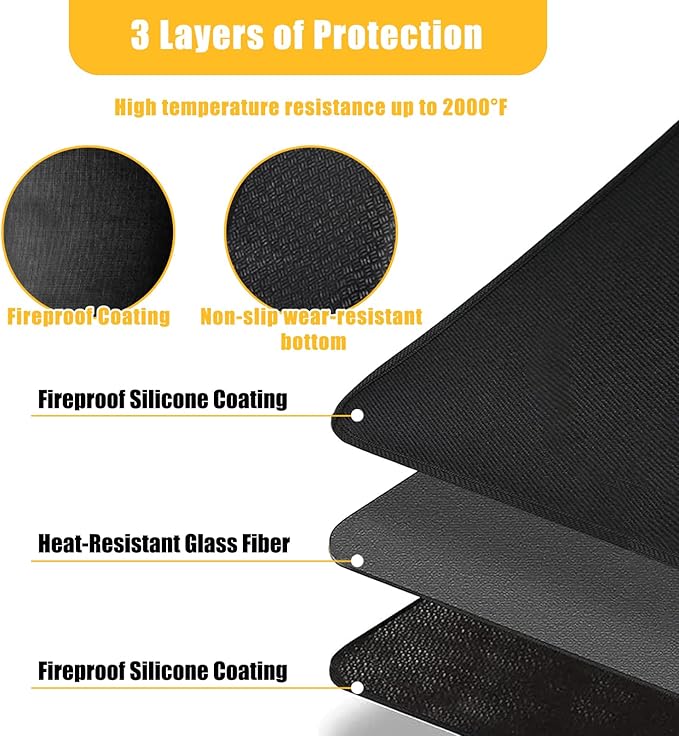 24" Round Grill Mat - Fireproof Heat Resistant BBQ Pad
