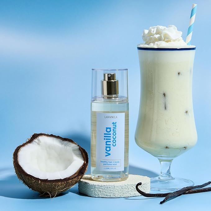 LAVANILA Vanilla Coconut Healthy Hair + Body Perfume Mist, 5 Fl Oz - Sweet & Tropical Fragrance Spray Formulated with Jojoba Oil, Madagascar Vanilla, Coconut, Tahitian Tiare Flower-BrightBean Baby