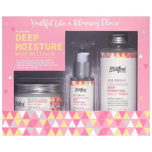 Deep Moisture Skincare Set with Panthenol and Hyaluronic Acid for Dry Skin, Moisturizing, Hydrating, Soothing, Face Moisturizing Set, Korean Skin Care, Gift Set-BrightBean Baby