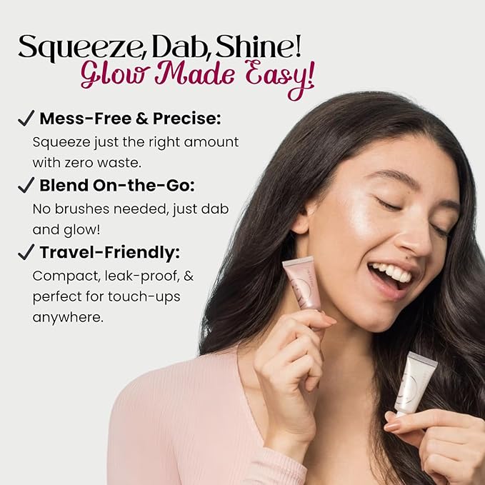 M2U NYC Liquid Highlighter Makeup – Lightweight Luminizer for Natural Radiant Glow with Shimmer – Ultra Smooth Hydrating Illuminator, Face, Cheekbone & Body Glow Enhancer Pink Pearl (Mermaid Tears)-BrightBean Baby