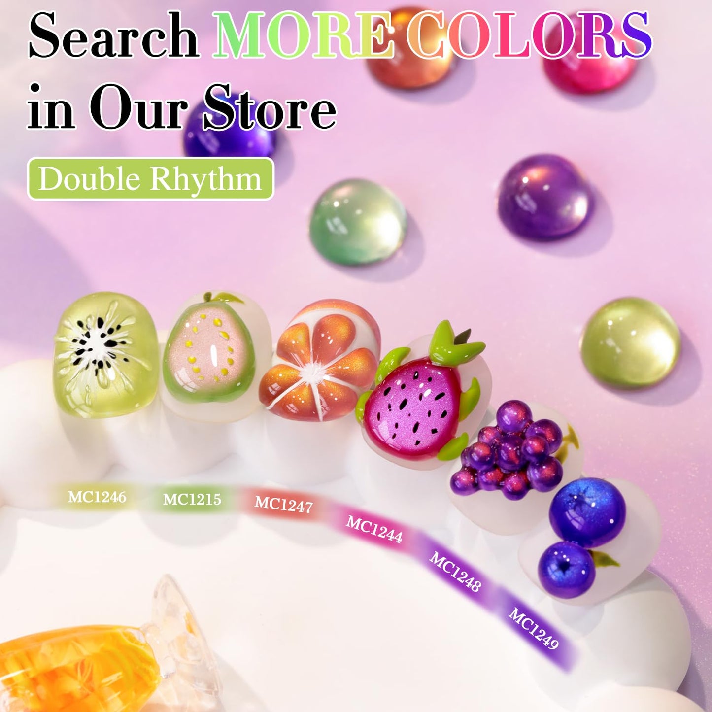 Double Rhythm Jelly Glass Cat Eye Gel Polish with Magnet 15ML Holographic Glitter Shimmer Translucent Sheer Color Magnetic Polish Salon DIY at Home (Grape Gold-MC1247)-BrightBean Baby