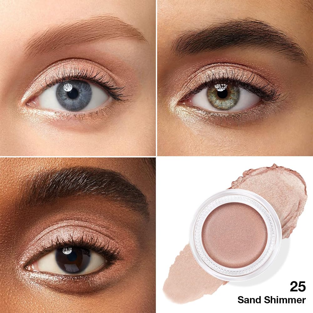 Kaely Single Cream Eyeshadow Pot, Sand Shimmer Eye Shadow for Older Women High Pigmented Waterproof, Natural Eyeshadow Palette Makeup Brightener, sombras en crema para ojos, Blendable, 25-BrightBean Baby