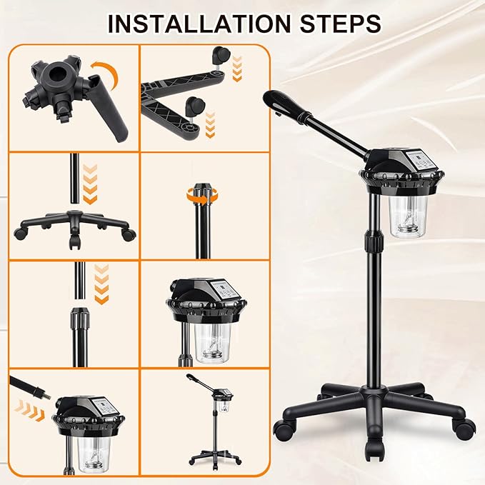 Professional Facial Steamer,vaporizador Facial Adjustable Height and Angle,More Steam, Hot Mist Facial Humidifier Atomizer for Spa Beauty, Home Use-BrightBean Baby