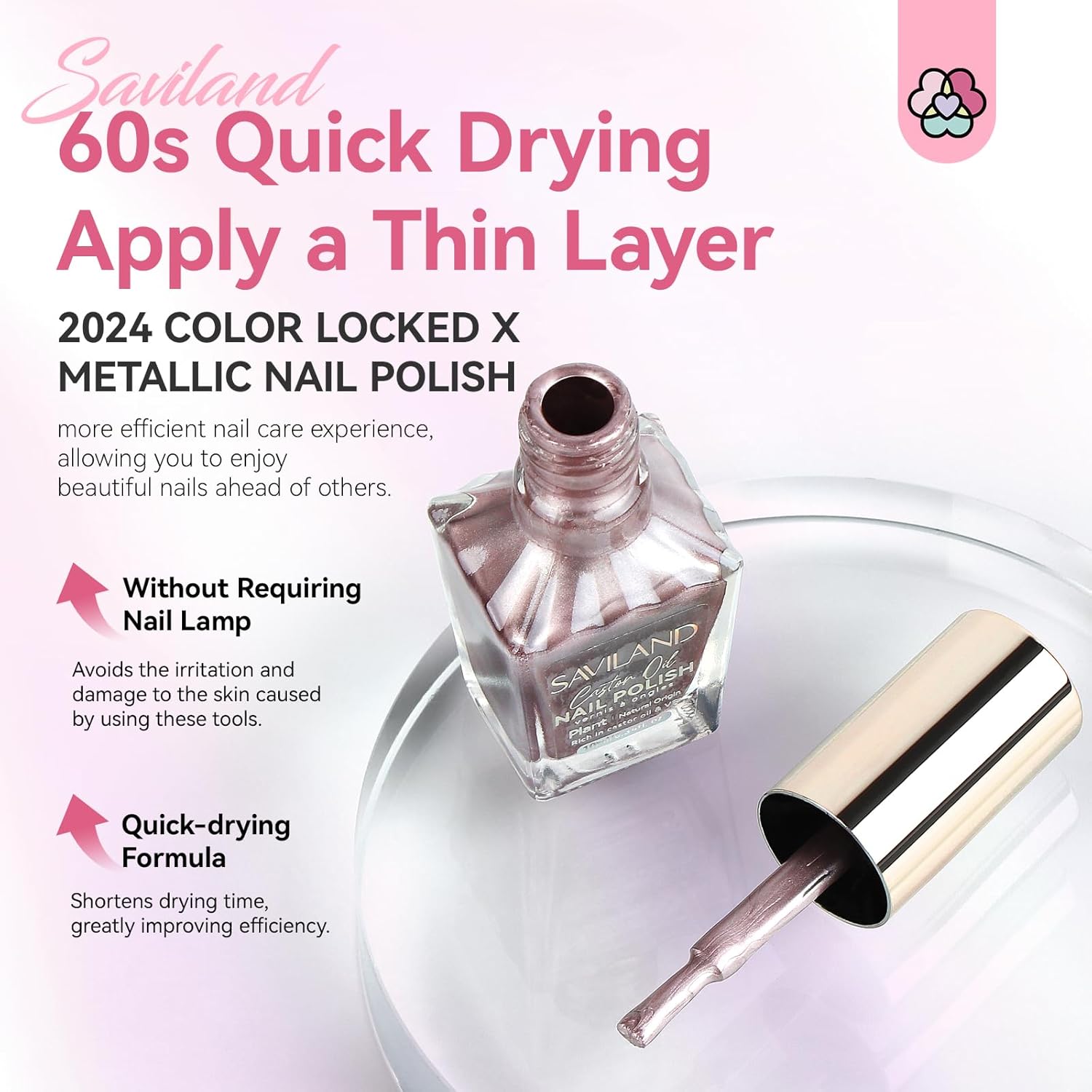 SAVILAND Metallic Nail Polish Rose Glod: Quick Dry Mirror Pink Nail Polish Regular Chrome Fingernail Polish Easy To Use & Remove No Curing Needed Bulk Nail Lacquer for Toes Nail Art DIY Home 0.34 oz-BrightBean Baby