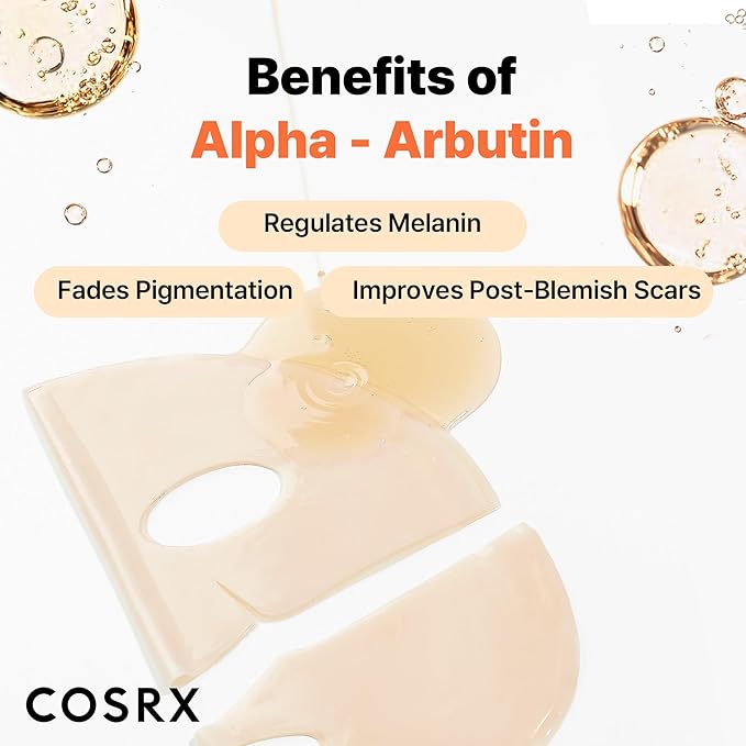 COSRX The Alpha-Arbutin Discoloration Care Hydrogel Face Masks Skincare 3 EA, Collagen Face Mask, Travel Essentials, Overnight Face Mask, Korean SkinCare-BrightBean Baby