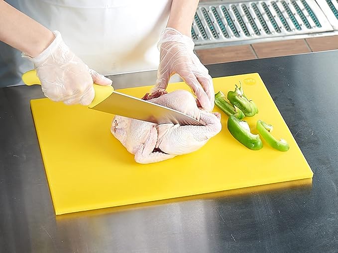 CURTA Cutting Boards for Kitchen,18" x 12" x 0.5" Yellow Color Coded Plastic Chopping Board with Anti Slip Surface Dishwasher Safe