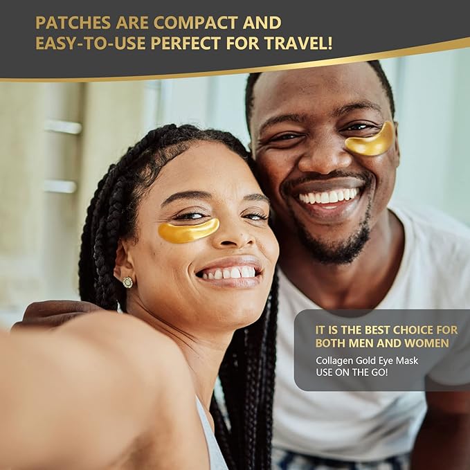 24K Gold Eye Mask, 30 Pairs, Natural Anti-aging Eye Pads for Puffy Eyes, Dark Circles, and Eye Bags with Amino Acid & Collagen, with Revitalize and Hydrate Your Skin-BrightBean Baby