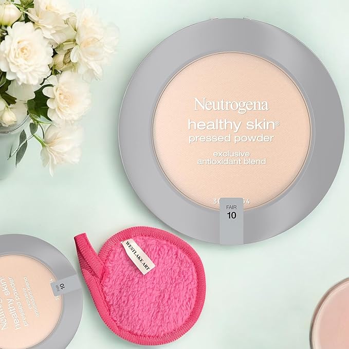 Healthy Skin Pressed Powder Compact | Bundled with Westlake Art Makeup Cleansing Cloth - Fair Shade, Antioxidant & Pro Vitamin B5, Flawless & Natural Finish, Non-Comedogenic [Pack of 2]-BrightBean Baby