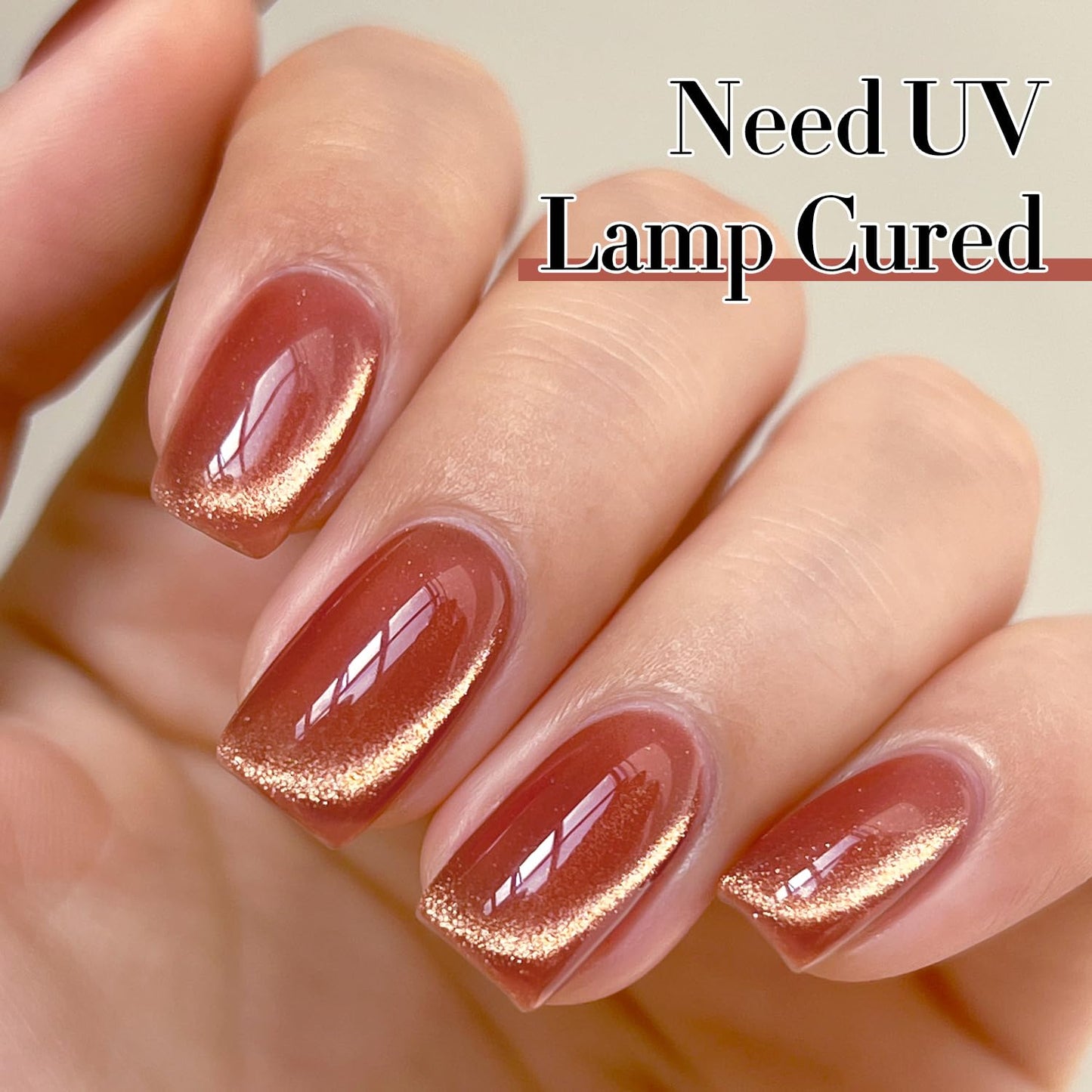 Double Rhythm 15ML Ice Glass Cat Eye Gel Polish with Magnet Holographic Glitter Shimmer Translucent Sheer Color Salon Soak Off Magnetic Nail at Home (Brown Tan-MC1125)-BrightBean Baby