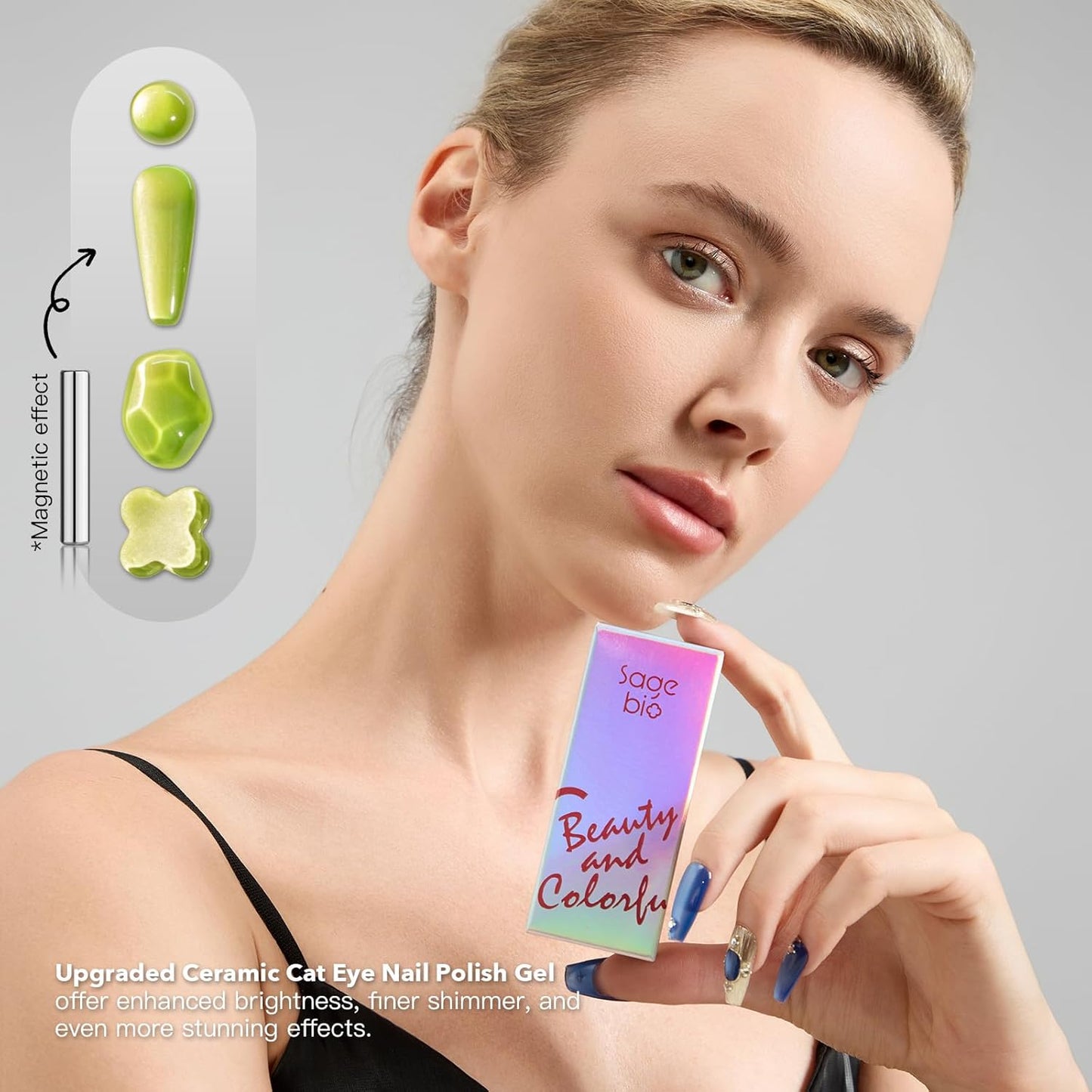 High-Density Cat Eye Gel Nail Polish with Magnet Stick, 15ml Dopamine Color Palette, Magnetic Effect Gel for DIY Manicure, Multiple Color Options - Emerald Gleam-BrightBean Baby