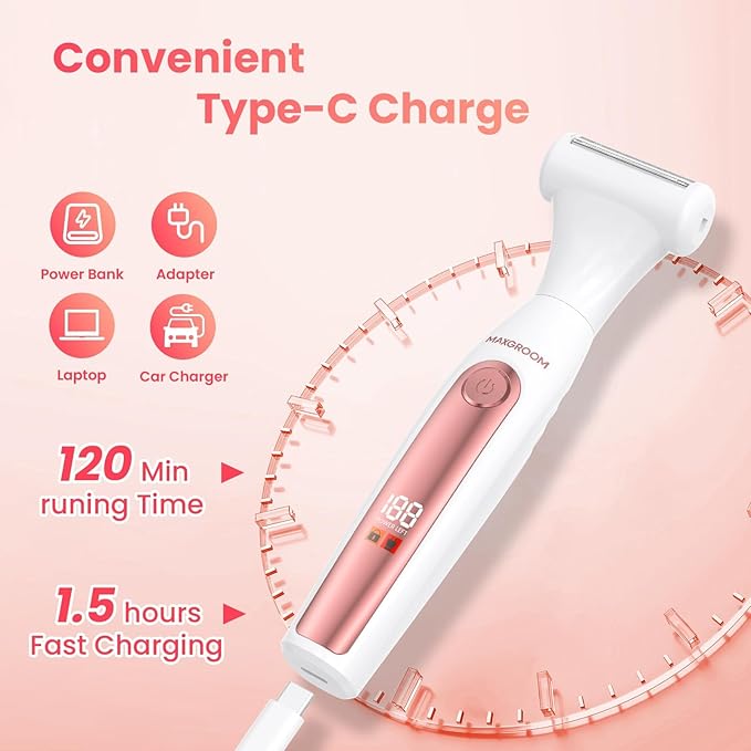 Bikini Trimmer for Women, All-in-ONE Waterproof Lady's Electric Razor Shaver and Facial Hair Removal, Rechargeable Body Hair Trimmer Grooming Sets for Leg, Armpit, Face, Eyebrow (White)-BrightBean Baby