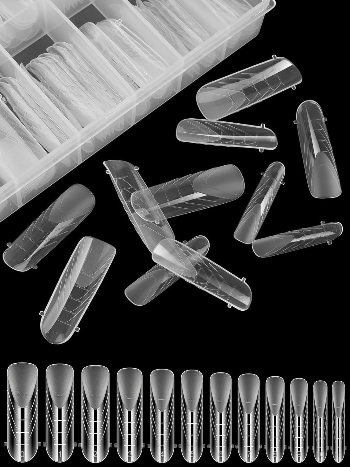 TOROKOM Poly Extension Gel Dual Nail Forms Nail Forms, 120Pcs Full Cover Coffin Nail Molds 12 Sizes for Gel Manicure Nail Art Design Salon&DIY-BrightBean Baby