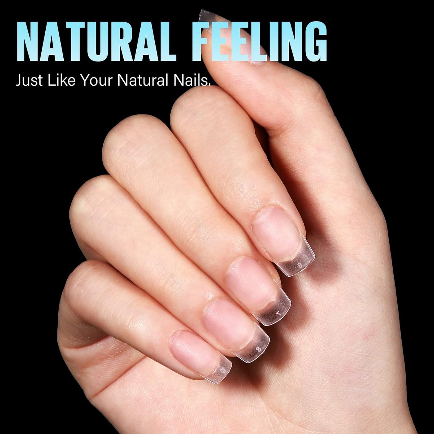 TOMICCA Short Square Nail Tips 240Pcs Pre-buff Full Matte Acrylic Fake Nails, 15 Sizes Full Cover Press on Nail for Extension Manicure Home DIY Nail Art-BrightBean Baby