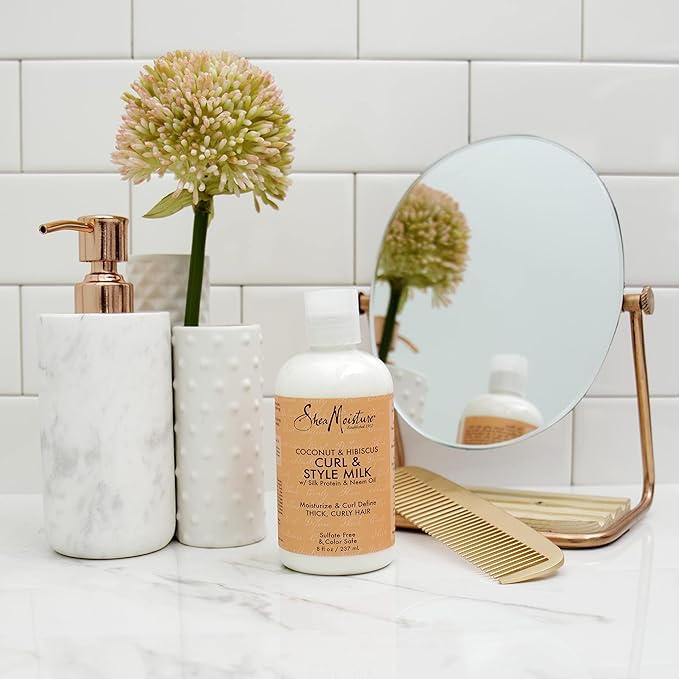 SheaMoisture Curl & Style Milk Coconut & Hibiscus with Silk Protein & Neem Oil for Thick, Defined, Curly Hair Fair Trade, Sulfate-Free 8 oz-BrightBean Baby
