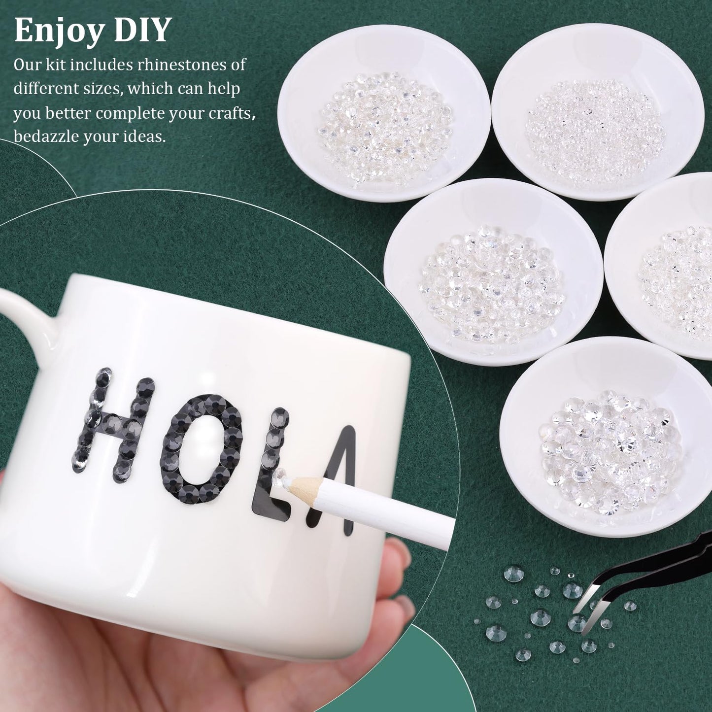 Resin Rhinestones for Crafting with B7000 Jewelry Glue, 2 Boxes Transparent Flatback Crystals with 3Pcs 10ml Glue for Bedazzling Crafts DIY Nail Art Makeup, Gems for Clothing Shoes-BrightBean Baby