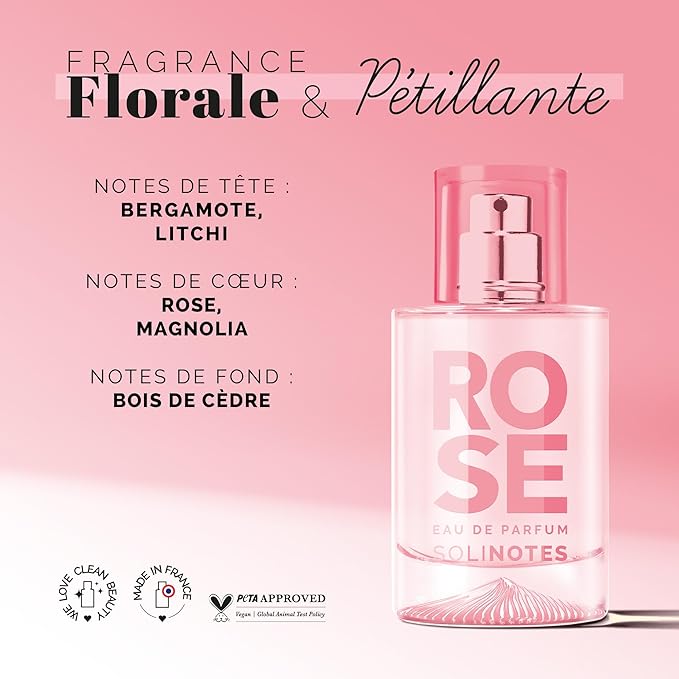 Solinotes Rose Perfume for Women, 1.7 Fl Oz/ 50 ML Eau De Parfum, Delicate Floral and Soothing Scent with Premium Ingredients - Clean Perfume, Cruelty Free, Vegan, Made in France-BrightBean Baby