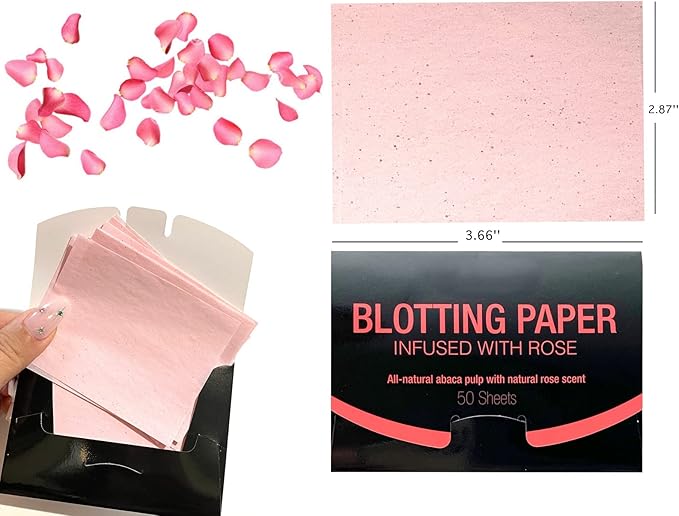 2 Pks ROSE INFUSED Natural Abaca Blotting Paper - 100 Oil Blotting Sheets - Makeup Friendly UNISEX All Skin Types Oily Skin Shine Blotter Photography Zoom Meetings Travel Gym School - MADE IN TAIWAN-BrightBean Baby