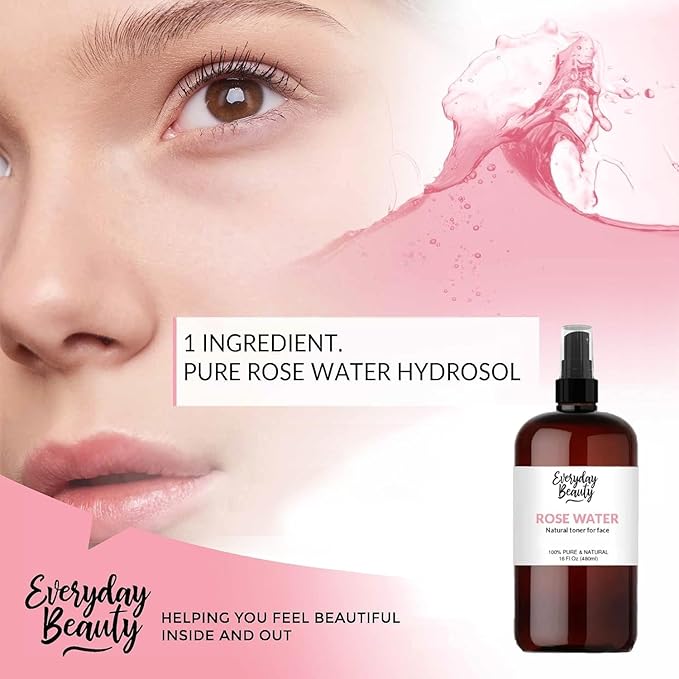 Rose Water Facial Toner - 16oz Bulk Alcohol-Free Vegan All Natural Refreshing for Face and Hair - Uplifts, Calming & Soothing for All Skin Types-BrightBean Baby