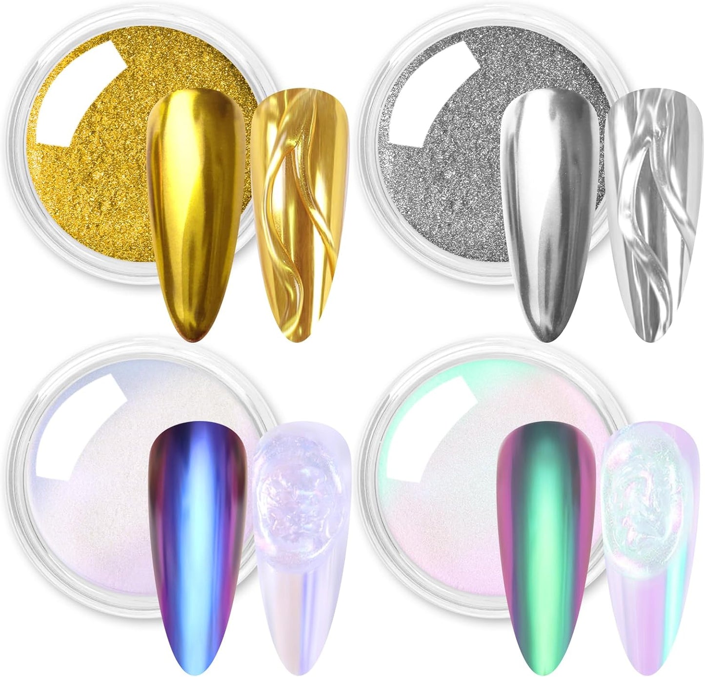 Allstarry Chrome Nail Powder, Metallic Mirror Gold Chrome Powder Pigment Color Changing Chameleon Nail Powder Nail Art Glitter Dust for Gel Nail Manicure DIY at Home Salon Women Gifts-BrightBean Baby