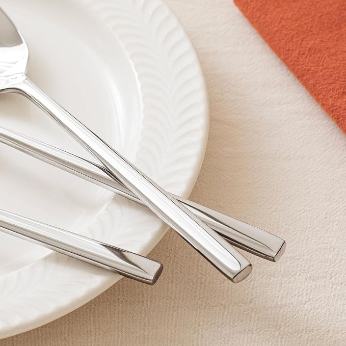 KINGSTONE Dinner Spoon Set, 12-Piece Tablespoons Silverware Spoons, Premium Food Grade Stainless Steel Spoons, Mirror Finish & Dishwasher Safe, Use for Kitchen, Home, Wedding, Party