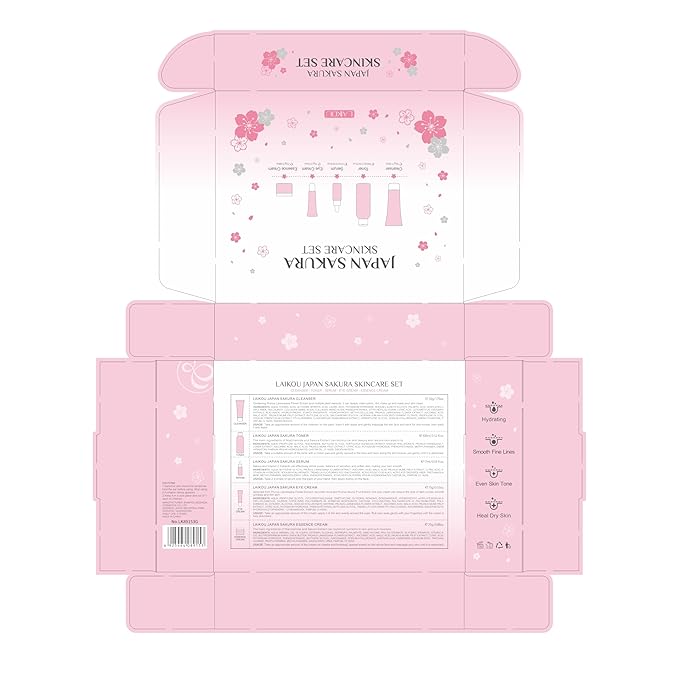 Skin Care Set JAPAN SAKURA Women Beauty Gift Sets Skin Care Kit with Cleanser, Toner, Serum, Eye Cream, Face Cream Travel Kit for Women Teen Girls Mom Daughter Birthday TSA-friendly Sizes 5pcs-BrightBean Baby