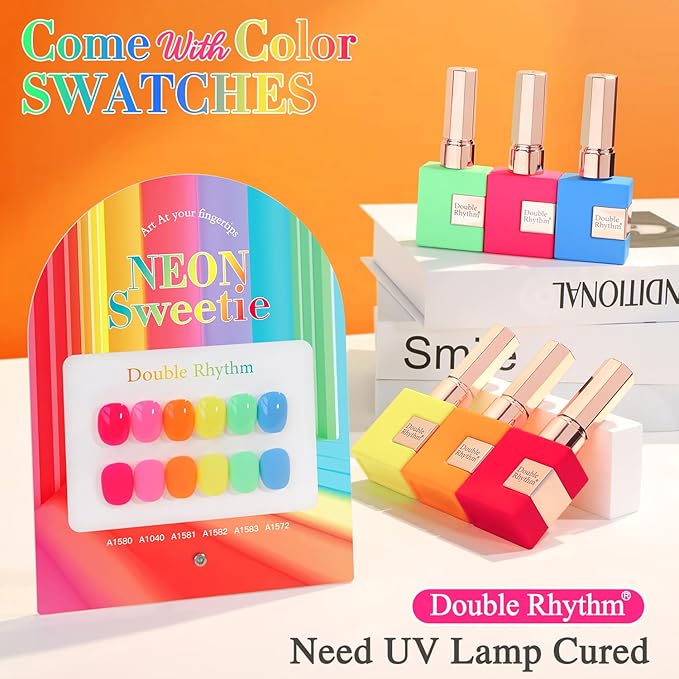 Double Rhythm 6 Pcs 15 ML Gel Polish Set Same Color Same Bottle Soak Off Gel Polish Kit Nail Art Manicure Salon DIY at Home for Women (Pastel Red Pink Orange Yellow Green-T6-11)-BrightBean Baby