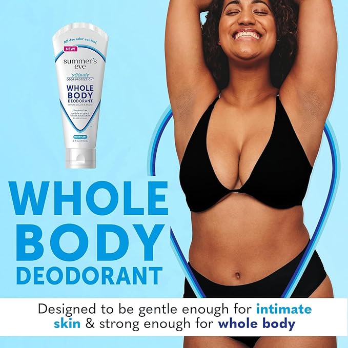 Summer's Eve, Whole Body Deodorant for Women, Ultimate Odor Control, Aluminum Free Deodorant, 3 Fl Oz + Daily Feminine Wipes with Boric Acid, Removes Odor, On-the-go Body Wipes with pH Balance, 12 ct-BrightBean Baby