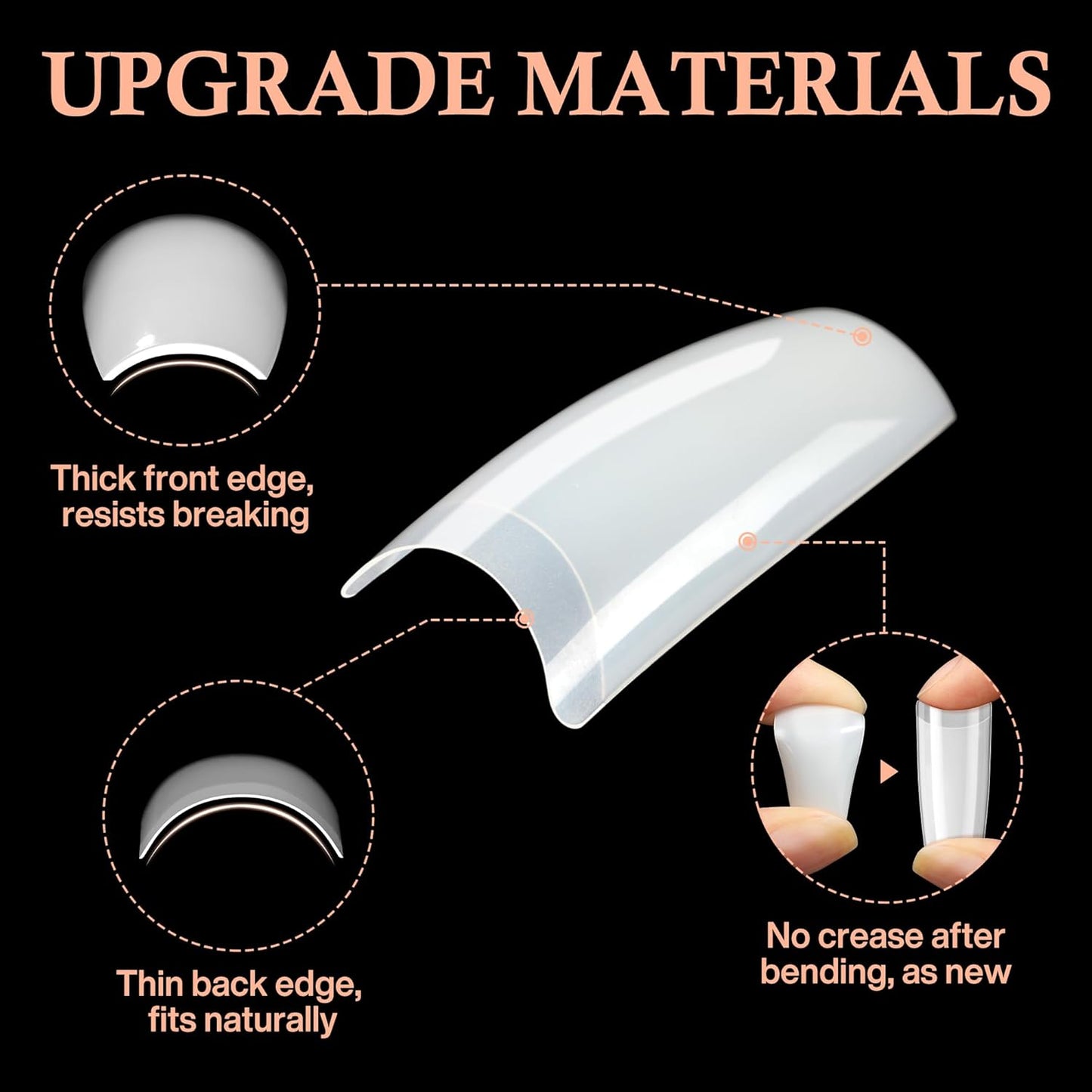 504PCS Half Cover False Nails Tips Acrylic Nail Tips Artificial False Nails Lady French Style Tip Acrylic Fake Nails For Nail Extensions Art Salon Home DIY-BrightBean Baby