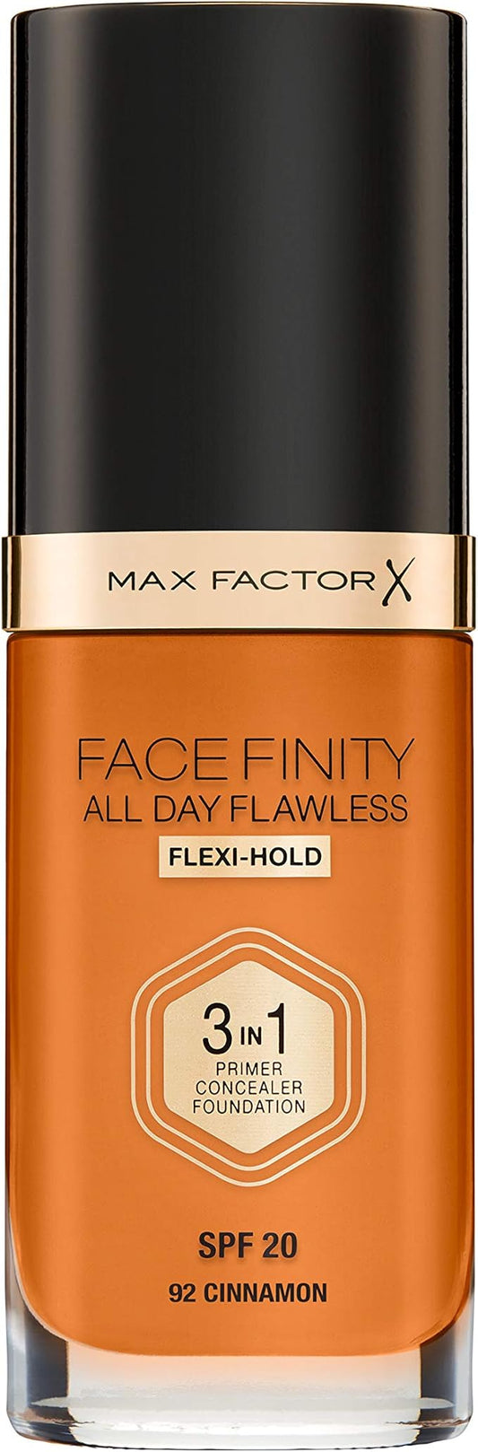 Max Factor Facefinity 3-in-1 All Day Flawless Foundation SPF 20#092 Cinnamon 7.05 Ounce-BrightBean Baby
