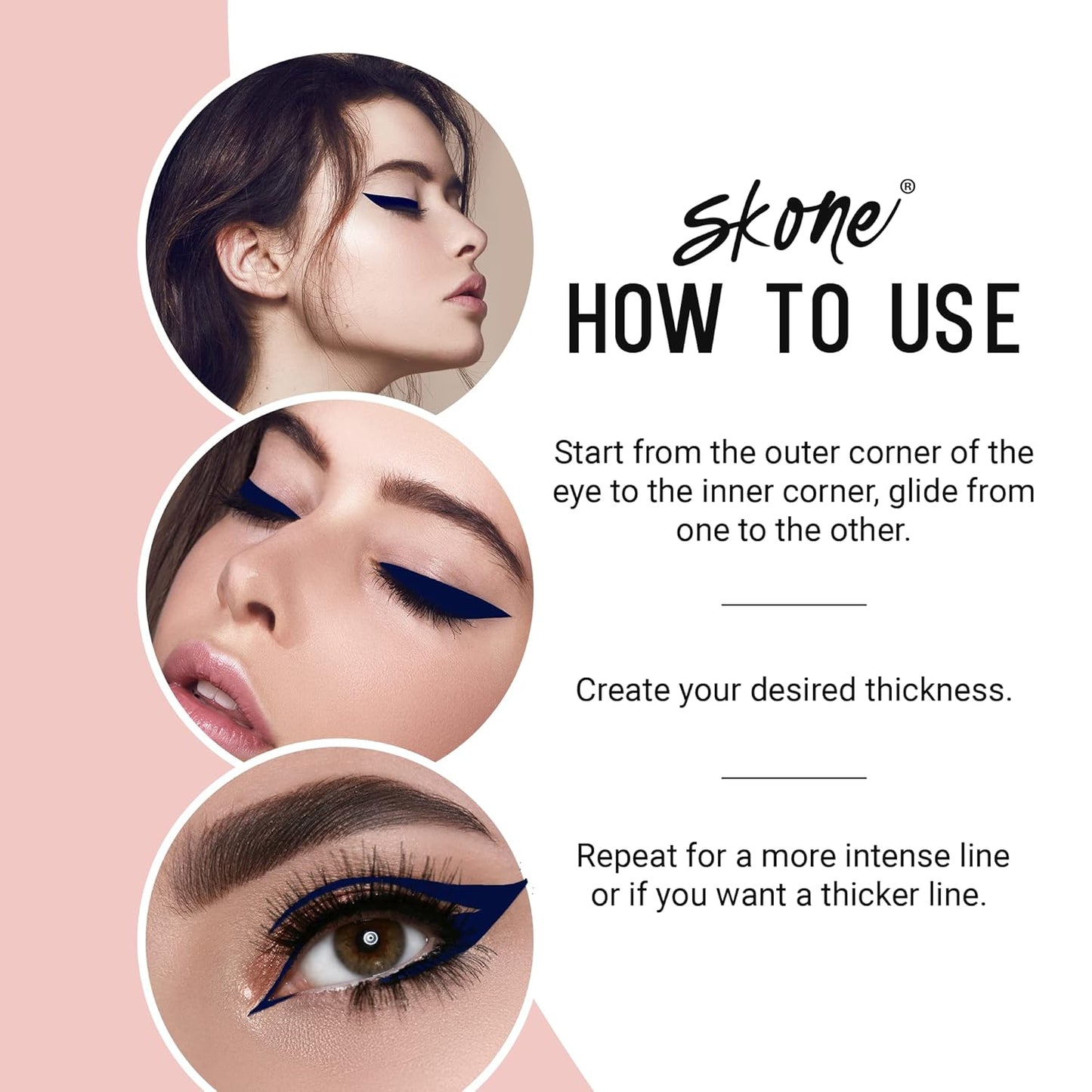 Skone Cosmetics Insanely Intense Tattooed Eyeliner Pen - Waterproof Liquid Eyeliner, Long Lasting, Sweat Proof, Smudge Proof Felt Tip Liquid Eyeliner - Pigmented Eye Liner Makeup - Navy (0.07oz)-BrightBean Baby