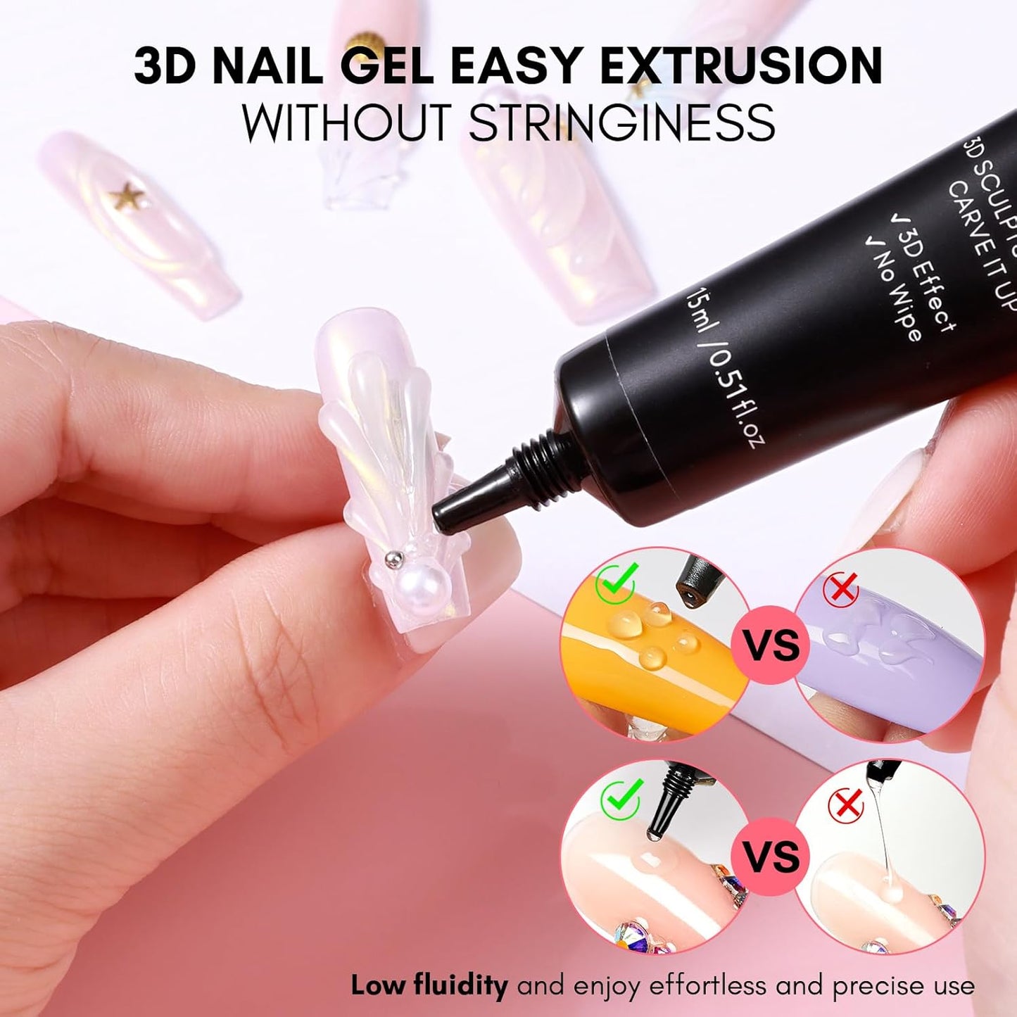 Makartt Nail Rhinestone Glue with 3D Gel Kit – Super Strong Nail Charm Glue & Sculpting Gel for DIY Nail Art, Drawing, Molding & Embossed Designs, Easy to Use for Nail Lovers & Beginners-BrightBean Baby