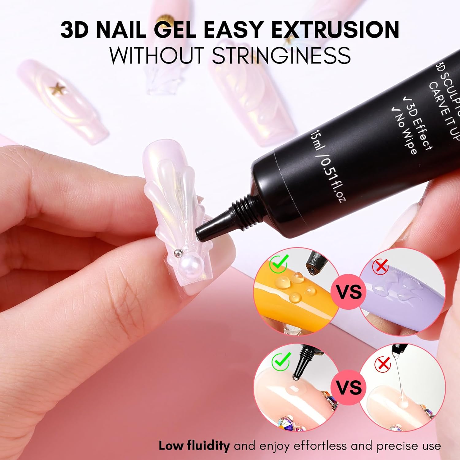 Makartt Nail Rhinestone Glue with 3D Gel Kit – Super Strong Nail Charm Glue & Sculpting Gel for DIY Nail Art, Drawing, Molding & Embossed Designs, Easy to Use for Nail Lovers & Beginners-BrightBean Baby