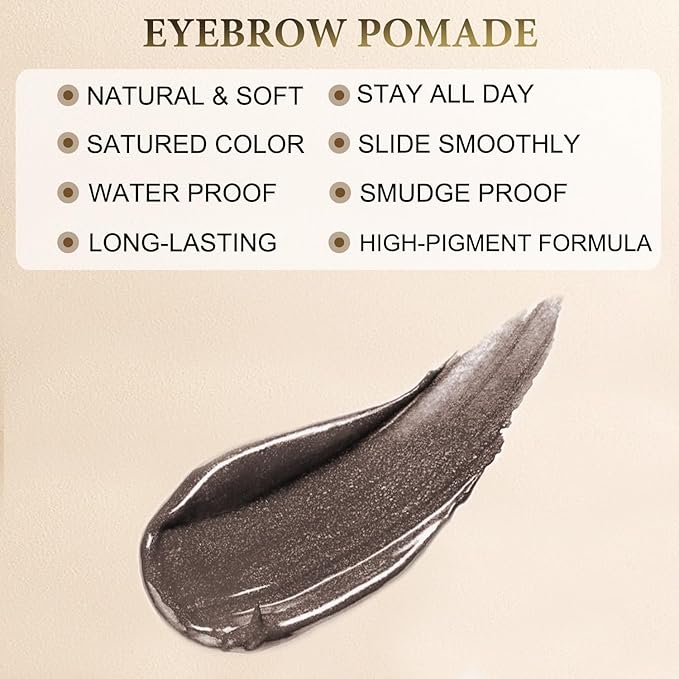 Eyebrow Pomade - Waterproof Brow Pomade for Long-lasting Results,Smudge Proof and Sweat Resistant Formula,Natural Eyebrow Makeup for All Skin Types and Tones - Dark Coffee-BrightBean Baby