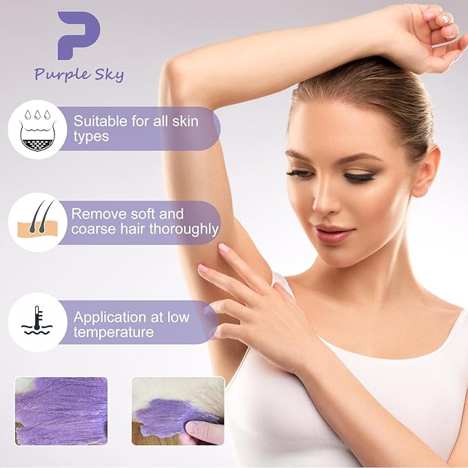 PURPLESKY 80oz Hard Wax Beads Bulk - Hair Removal Waxing for Body Face Back Underarm Leg - At Home Salon - SPA Choice - Quick Coarse Remove - Long Lasting-BrightBean Baby