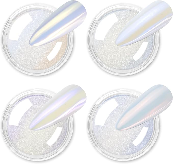 Allstarry Chrome Nail Powder 4 Colors Iridescent Aurora Powder Metallic Mirror Effect Pigment Pearlescent Purple Mermaid Unicorn Glitter for Nail Art Manicure Decoration Home DIY Salon-BrightBean Baby