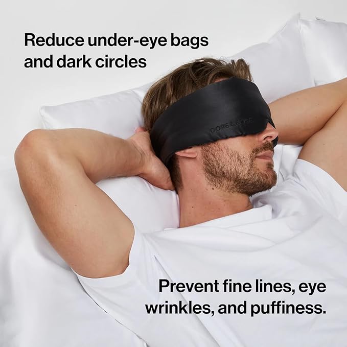 Dore & Rose Deep Sleep Mask Light Blocking, 23 Momme Mulberry Silk Eye Mask, Ultra Soft, Adjustable - Travel Sleeping Mask for Men & Women - Black-BrightBean Baby