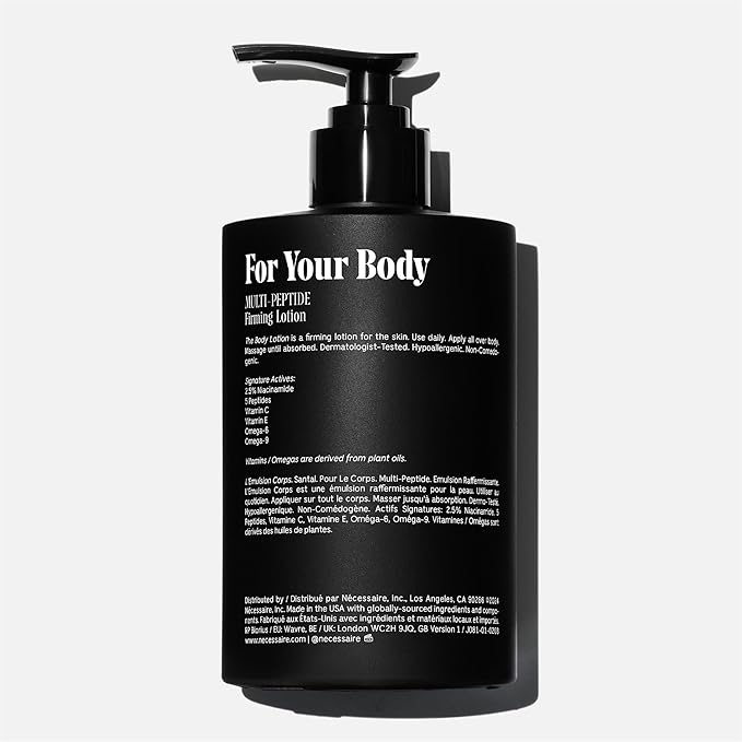 Nécessaire The Body Lotion with Pump. Santal. Multi-Peptide Firming Lotion to Moisturize, Firm, Strengthen. 2.5% Niacinamide, Vitamin C/E + Omega 6/9. 450ml / 15.2 fl oz-BrightBean Baby