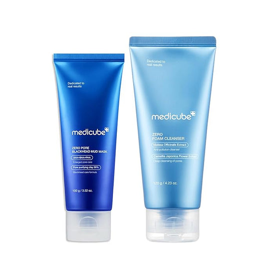 Medicube Home Care Duo for Flawless Skin: Zero Pore Blackhead Mud Facial Mask and Zero Foam Cleanser for Sensitive Skin-BrightBean Baby