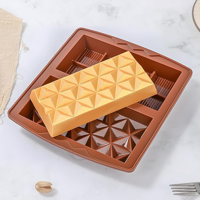 1 Inch Chocolate Bar Mold Deep Dubai Stuffed Chocolate Molds Silicone Large Break Apart Silicone Molds (Mix,2 Pcs）