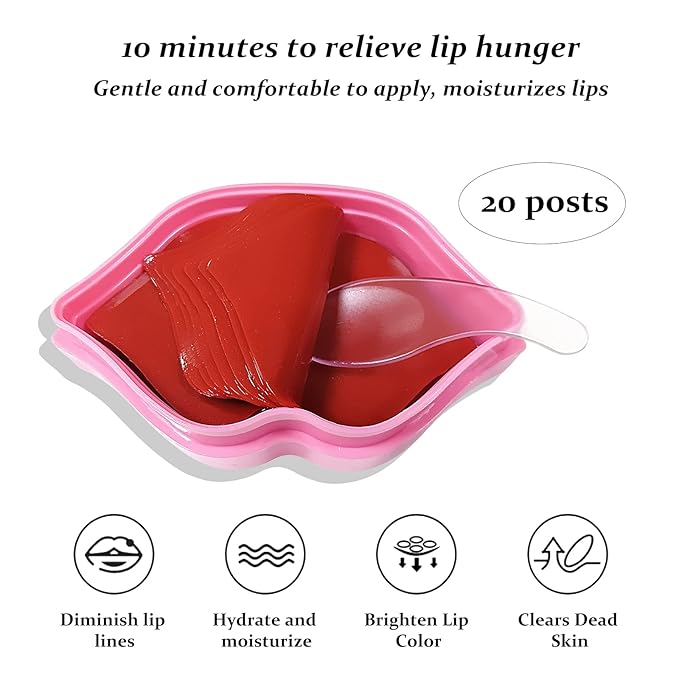 20Pcs Lip Mask,Pink Moisturizing Plumping Lip Masks Overnight,Pink Lip Mask Gel Treatment Lip Masks for Dry Lips Plump Lip Collagen Overnight Sleeping Lip Mask Pads Patches（Pink）-BrightBean Baby