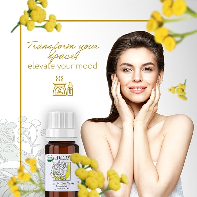 HBNO USDA Certified Organic Blue Tansy Essential Oil - 1/3 OZ (10 ml) Travel Size - Perfect for Aromatherapy, DIY, Candle Making, Soap Making, Diffusers - Blue Tansy Essential Oils-BrightBean Baby