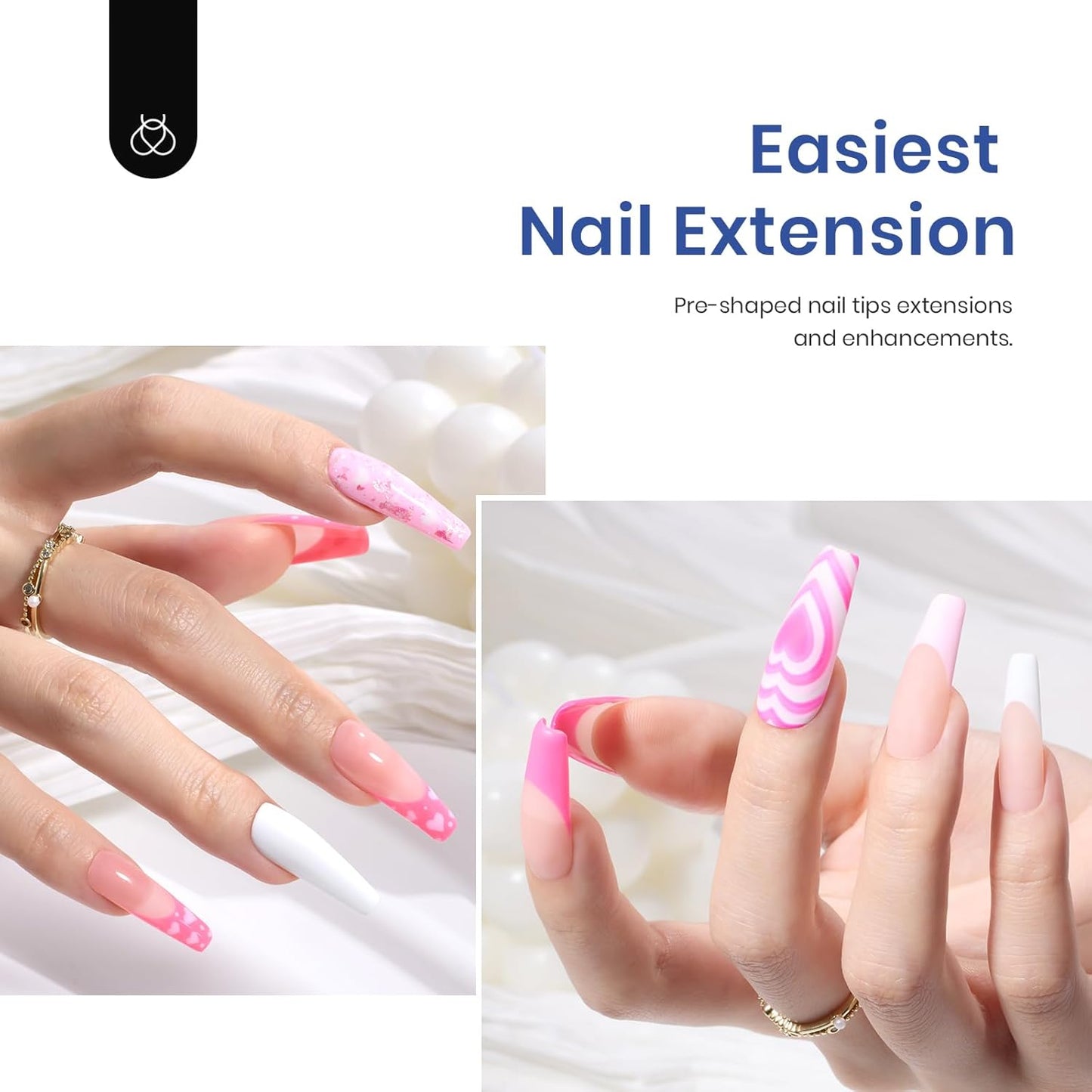 Beetles Gel Nail Kit Easy Nail Extension Set with 500Pcs Nail Tips Coffin Shape 5 In 1 Nail Glue Base Gel and Innovative Led Lamp Easy Diy Nails Art Home Gelly Tips-BrightBean Baby