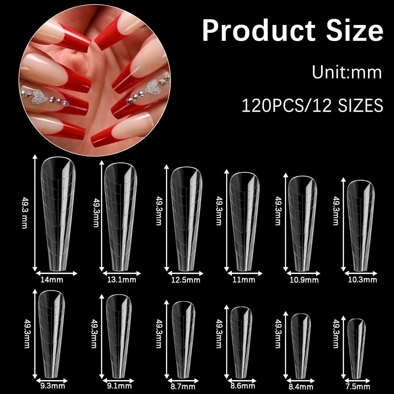 120 Pcs Poly Extension Gel Dual Nail Forms Nail Molds With Scale Builder Coffin Nail for Gel Manicure Nail Art Design Salon DIY at Home (Long Ferrari Dual Nail Forms Set)-BrightBean Baby