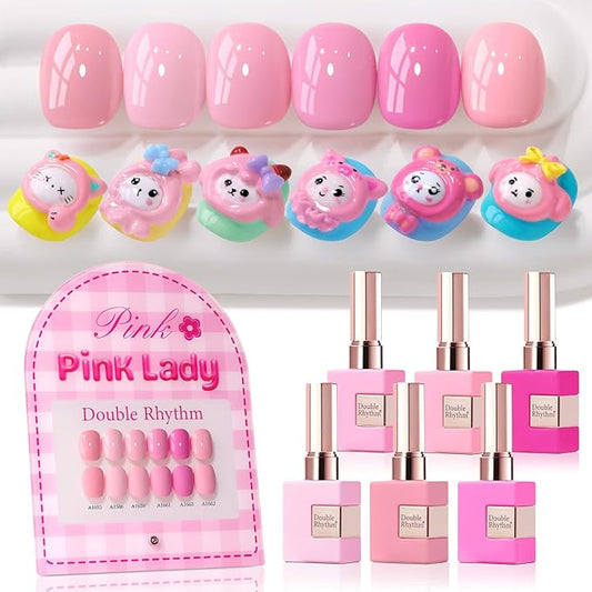 Double Rhythm 6 Pcs 15 ML Gel Polish Set Same Color Same Bottle Soak Off Gel Polish Kit Nail Art Manicure Salon DIY at Home for Women (Neutral Skin Pink Nude Beige -T6-53)-BrightBean Baby