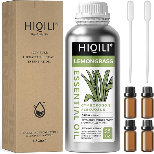 HIQILI 32 Fl Oz Lemongrass Essential Oil, 100% Pure Natural Undiluted Premium Oils-BrightBean Baby