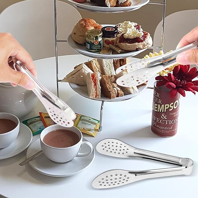 10PCS Serving Tongs, Small Kitchen Tongs,XEVOM Stainless Steel small Appetizer Tongs Mini Sugar Ice (5 Inch)