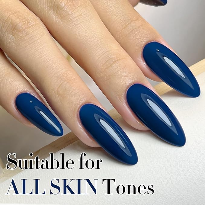 Double Rhythm 0.5Oz Navy Blue Gel Polish Sheer Neutral Natural Light Milky Same Color Same Bottle 15ML Jelly UV Nail Art DIY at Home (Navy Blue-A1107)-BrightBean Baby