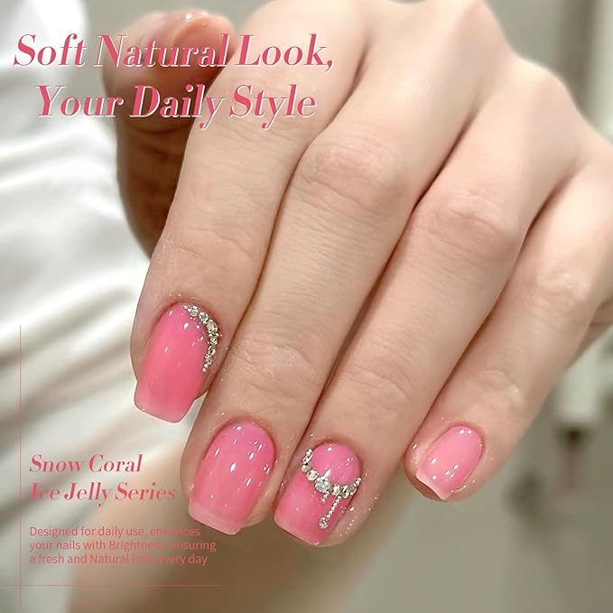 BORN PRETTY Jelly Gel Nail Polish Set,Sheer Nude Pink Natural Color Ice Transparent Tranlusent Gel Polish Kit for Salon Manicure and Nail Art DIY at Home 6PCS 7ml-BrightBean Baby