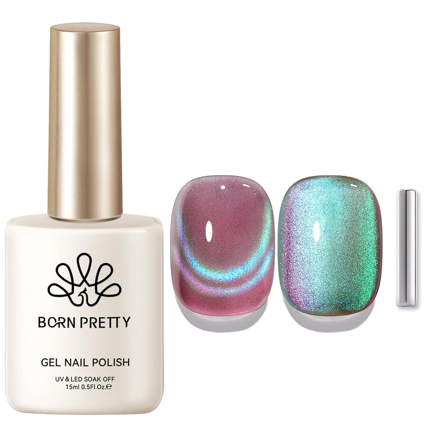 Born Pretty Cat Magnetic Eye Gel Nail Polish Rainbow Aurora Cat Magnetic Gel Polish Firefly Blue Purple Cat Magnetic Eye Gel Manicure Nail Art DIY 15ml-BrightBean Baby